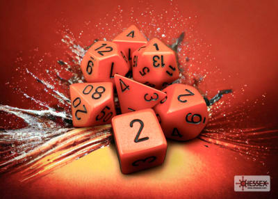 Set 7 Dados Opacos Orange/Black
