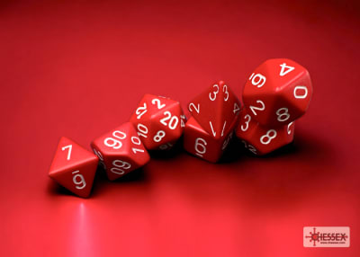 Set 7 Dados Opacos Red/White