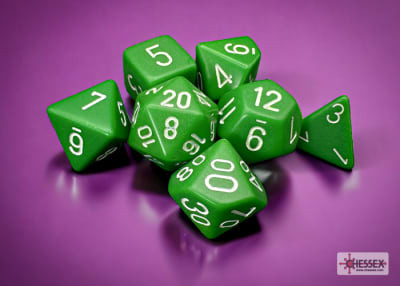 Set 7 Dados Opacos Green/White