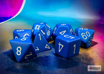 Set 7 Dados Opacos Blue/White