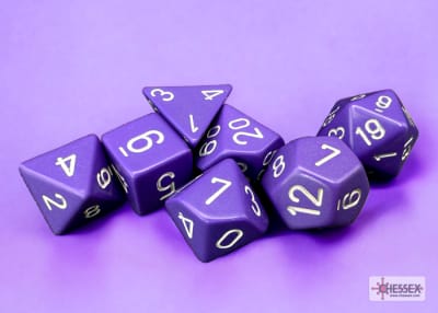 Set 7 Dados Opacos Purple/White