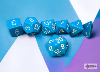 Set 7 Dados Opacos Light Blue/Withe