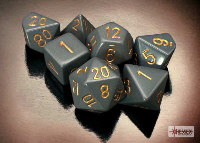 Set 7 Dados Opacos Dark Grey/Copper