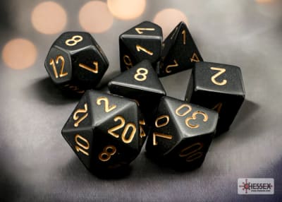 Set 7 Dados Opacos Black/Gold