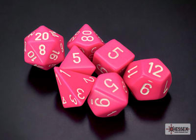 Set 7 Dados Opacos Pink/White