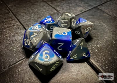 Set 7 Dados Gemini Blue-Steel/White