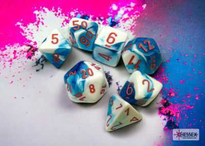 Set 7 Dados Gemini Astral Blue-White/Red