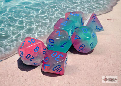 Set 7 Dados Gemini Gel Green-Pink/Blue