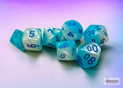 Set 7 Dados Gemini Pearl Turquoise-White/Blue