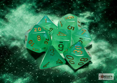 Set 7 Dados Borealis Light Green/Gold