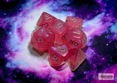 Set 7 Dados Borealis Pink/Silver