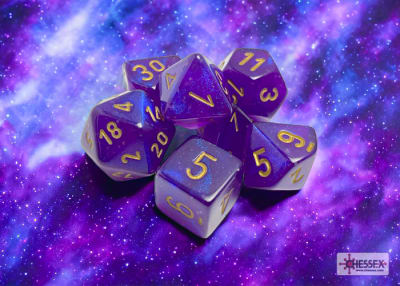 Set 7 Dados Borealis Royal Purple/Gold