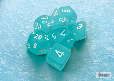Set 7 Dados Frosted Teal/White