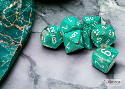 Set 7 Dados Marble Oxi-Copper/White