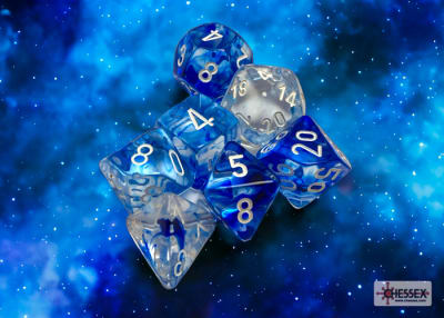 Set 7 Dados Nebula Dark Blue/White