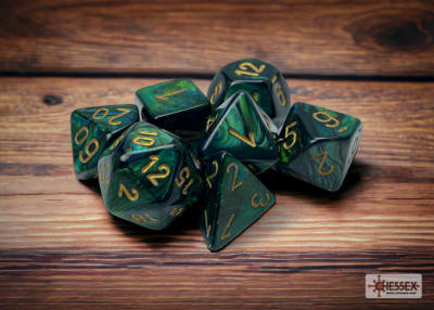 Set 7 Dados Scarab Jade/Gold