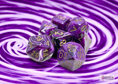 Set 7 Dados Vortex Purple/Gold