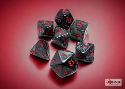 Set 7 Dados Velvet Black/Red