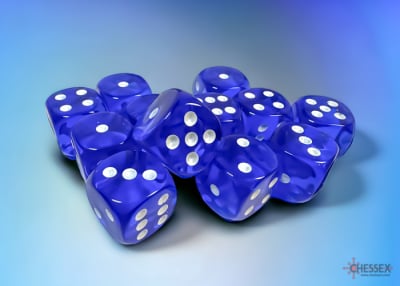 Set 12 Dados Translucent Blue/White