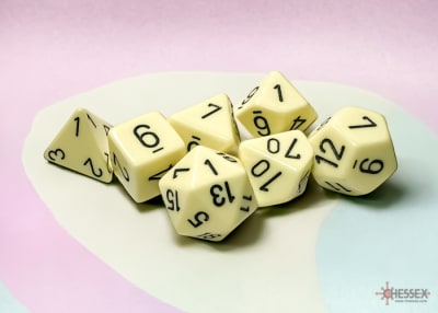 Set 7 Dados Opacos Pastel Yellow/Black