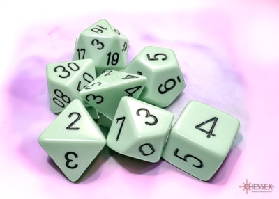 Set 7 Dados Opacos Pastel Green/Black