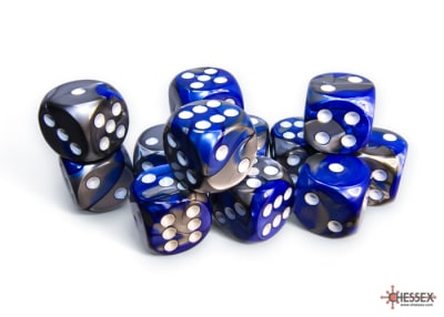 Set 12 Dados Gemini Blue-Steel/White