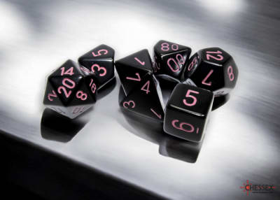 Set 7 Dados Opacos Black/Pink