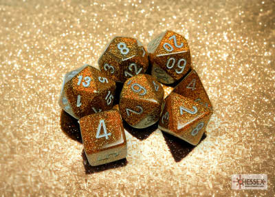 Set 7 Dados Glitter Gold/Silver