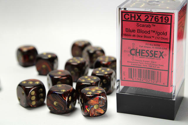 Set 12 Dados Scarab BlueBlood/Gold1