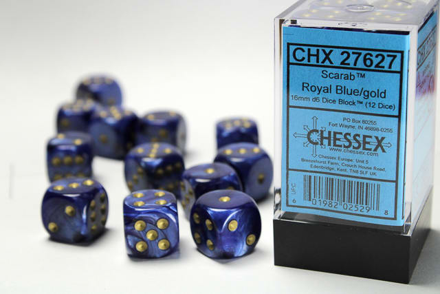 Set 12 Dados Scarab Royal Blue/Gold1