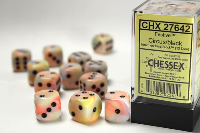 Set 12 Dados Festive Circus/Black1