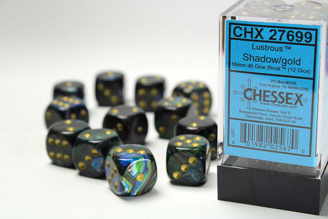 Set 12 Dados Lustrous Shadow/Gold1