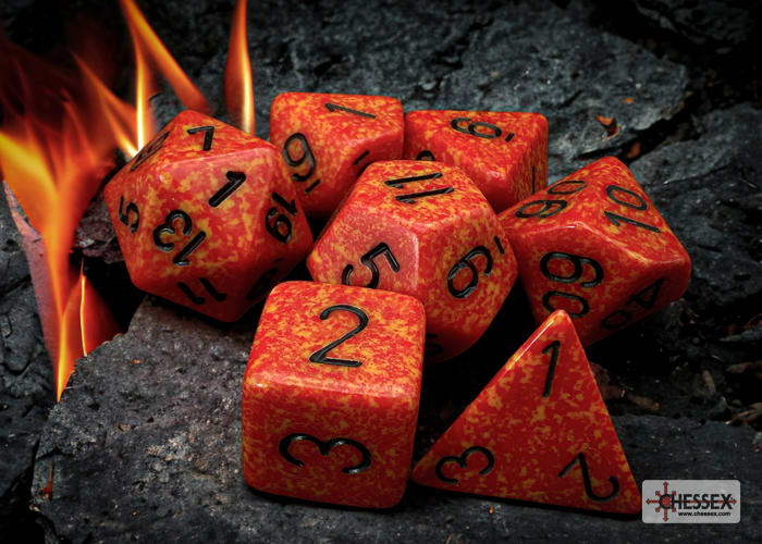 Polyhedral 7-Die Set Speckled Fire1