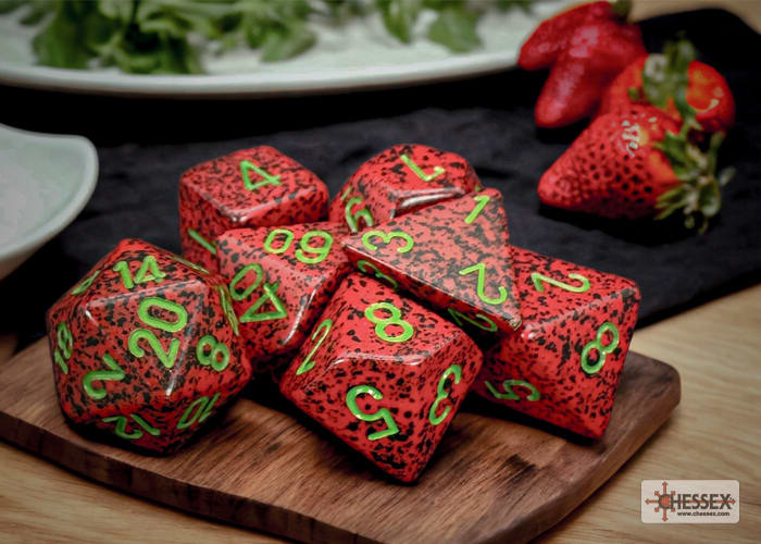 Polyhedral 7-Die Set Speckled Strawberry1