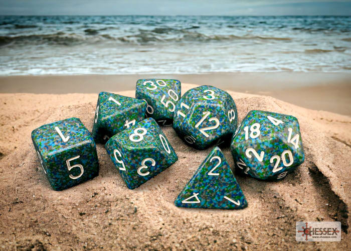 Polyhedral 7-Die Set Speckled Sea1