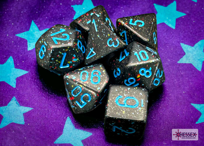 Polyhedral 7-Die Set Speckled Blue Stars1