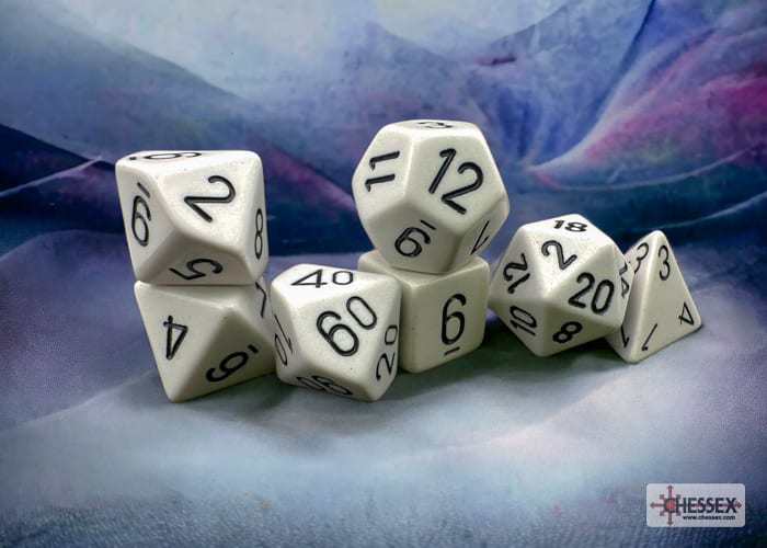 Set 7 Dados Opacos White/Black1