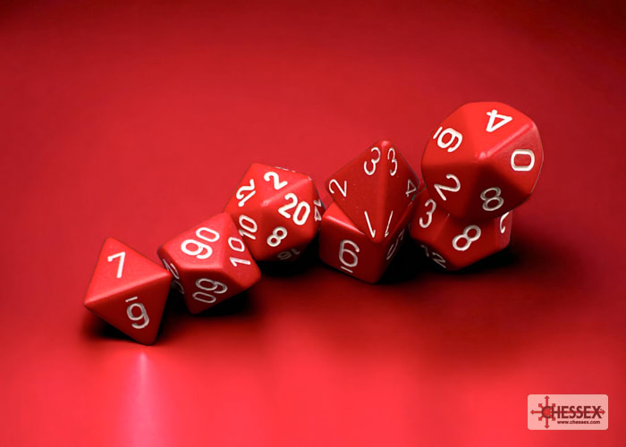 Set 7 Dados Opacos Red/White1