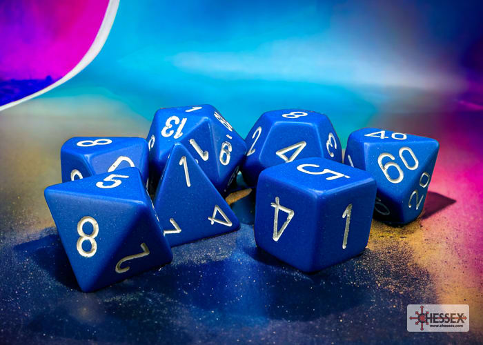 Set 7 Dados Opacos Blue/White1