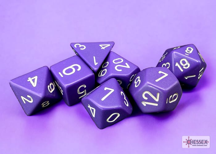 Set 7 Dados Opacos Purple/White1