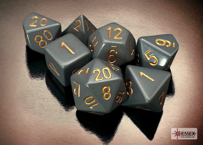 Set 7 Dados Opacos Dark Grey/Copper1