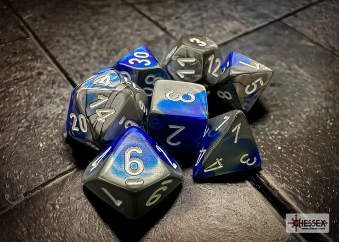 Set 7 Dados Gemini Blue-Steel/White1