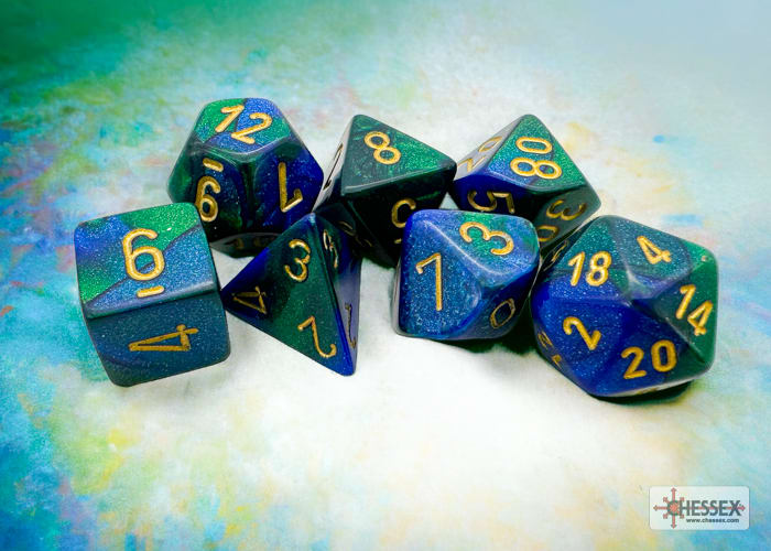 Set 7 Dados Gemini Blue-Green/Gold1