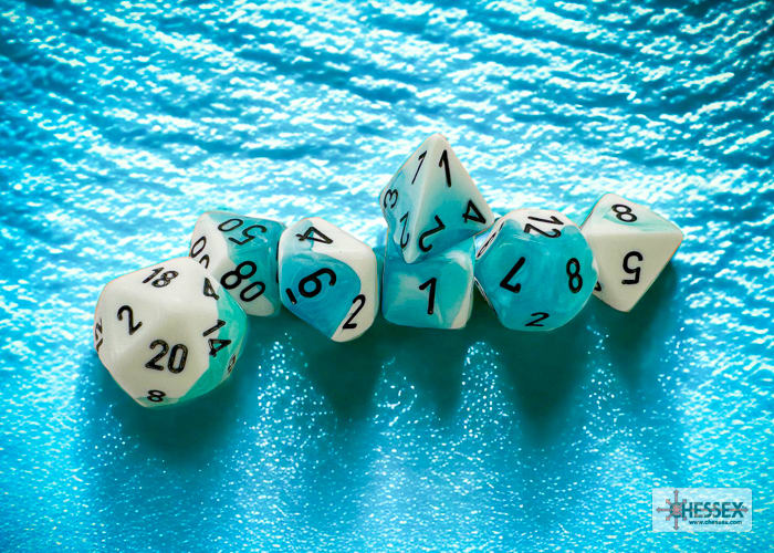 Set 7 Dados Gemini Teal-White/Black1