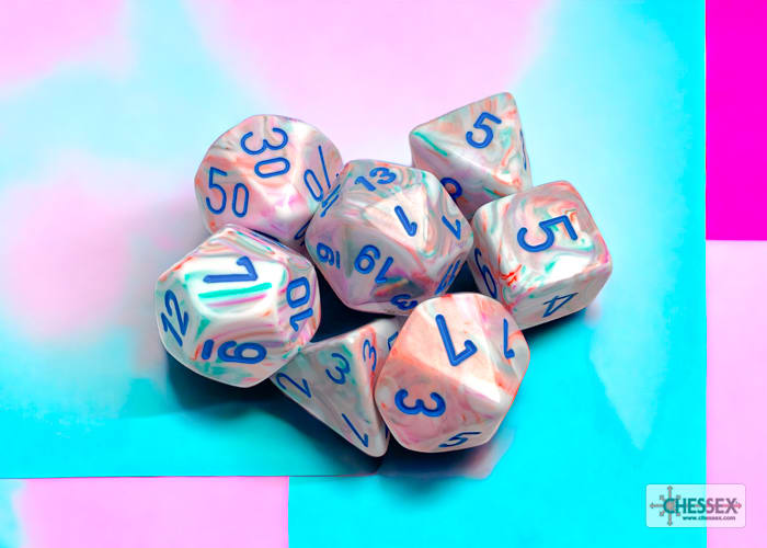 Set 7 Dados Pop Art/Blue1