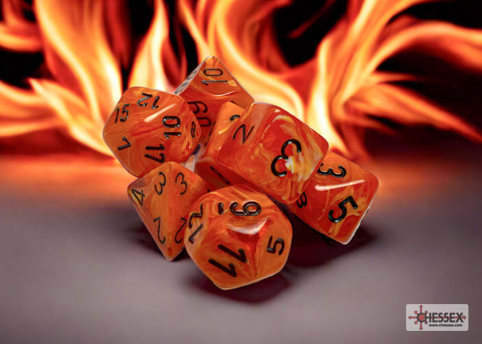 Set 7 Dados Vortex Orange/Black1