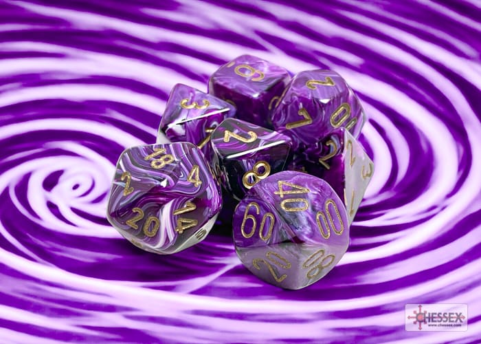 Set 7 Dados Vortex Purple/Gold1