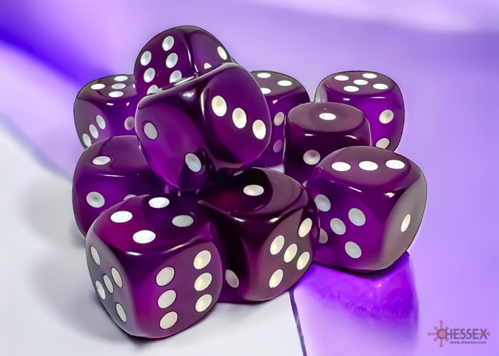 Set 12 Dados Translucent Purple/white1