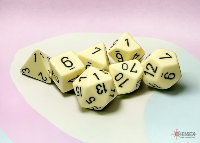 Set 7 Dados Opacos Pastel Yellow/Black1