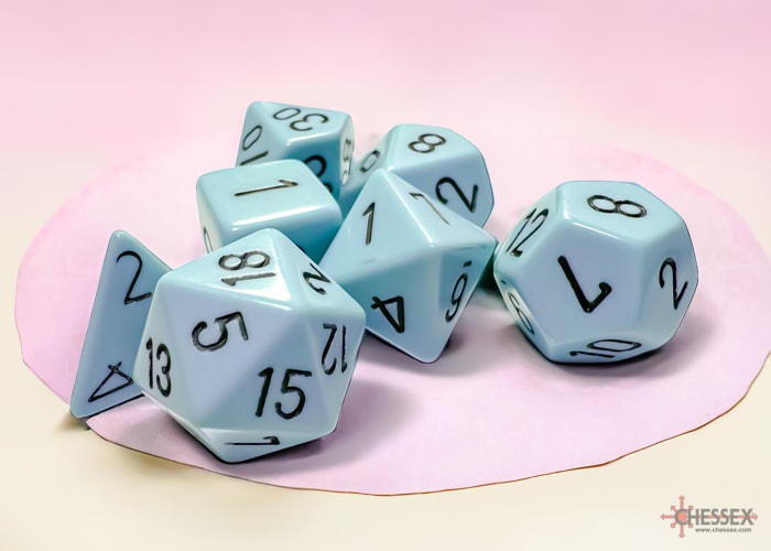 Set 7 Dados Opacos Pastel Blue/Black1
